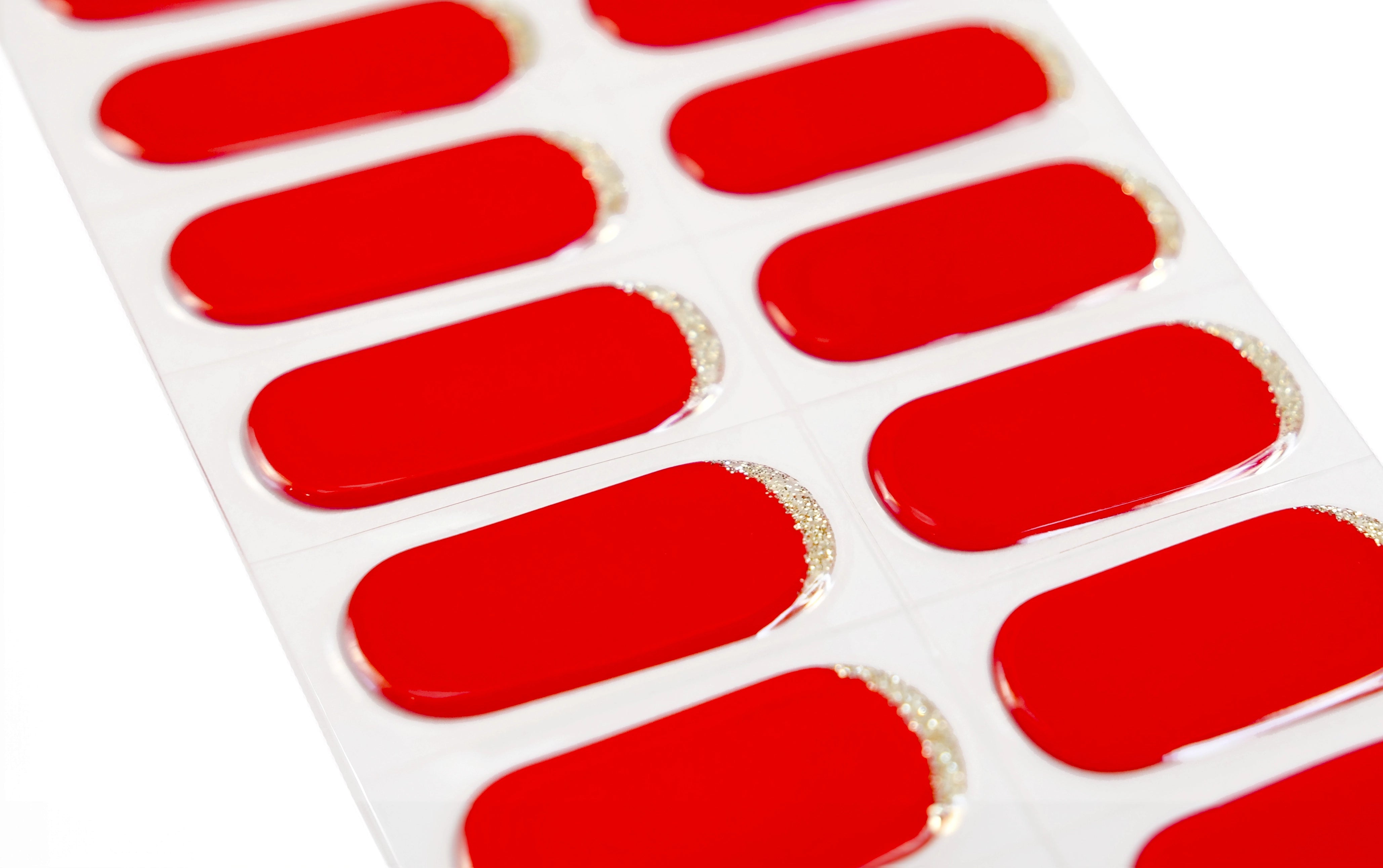 Red & Gold Semicured Gel Nail Wraps